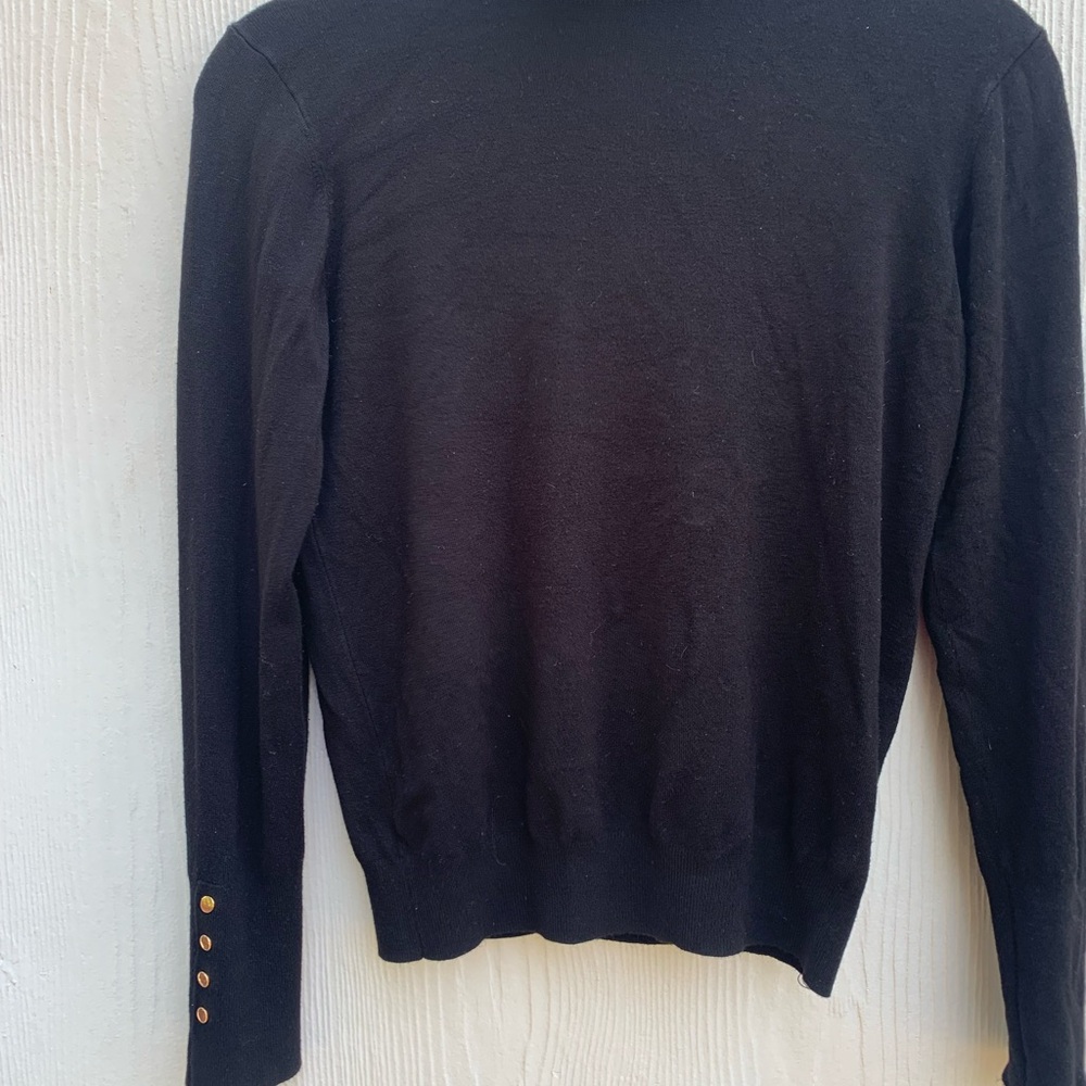 Zara Black Turtleneck Sweater with Button Accents